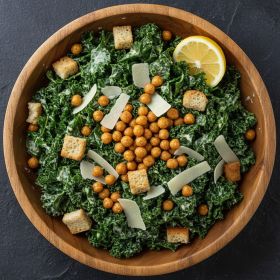 Kale Caesar with Crispy Chickpeas