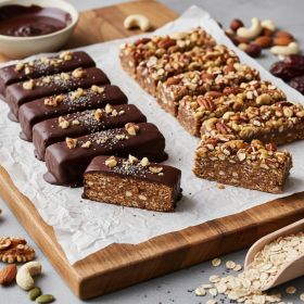 GF Chocolate Protein Bars with Peanuts and Almonds