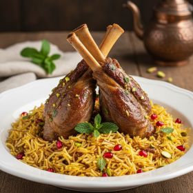 Middle Eastern Lamb Shanks with Saffron Rice
