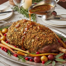 Rosemary and Garlic Roast Leg of Lamb with Pan Sauce