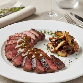 Grilled Flank Steak with Mushroom Sauce