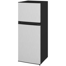 Small Fridge with Freezer, 4 Cu Ft Refrigerator with Reversible Doors, Silver [757WJT]