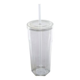 20oz Clear Plastic Tumbler with Straw and Screw-Top Lid – Shatterproof & BPA-Free