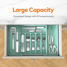 Silverware Drawer Organizer, Expandable Utensil Tray for Kitchen, BPA Free Flatware and Cutlery Holder, Adjustable Plastic - Polypropylene [7E708T]