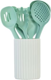 Kitchen Utensils Set, 8pcs - Nonstick Cooking Tools with Utensil Holder - Nylon Spoon, Ladle, Skimmer, Spaghetti Server, and - Nylon [7E71NX]