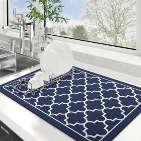 Dish Drying Mat Super Absorbent Drying Mat Large Dish Drying Mats for Kitchen Counter Easy Clean Dish Mat Kitchen Drying Mat16"x 24" Stylish Blue