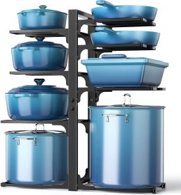Pots and Pans Organizer: under Cabinet, 20.8" Height Heavy Duty 120LBS Pots Pans Organizer Rack for under Cabinet 8-Tier Adjustable for Big Stockpots