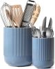 Utensil Holder for Kitchen Counter, 7.3"+5.4" Fluted Ceramic Utensil Crock Organizer for - Ceramic - 7E7GLP