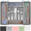 Extra Large Expandable Silverware Organizer, BPA-Free Food-Safe Cutlery Flatware Organizer, Kitchen Utensil Drawer - Plastic [7E7RAT]