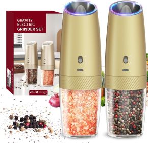 Gravity Electric Salt and Pepper Grinder Set with 2-Speed, Rechargeable Salt and Pepper Grinder Set, Adjustable Coarseness, Whiet LED  [7E7RZX]