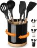 3 Compartment Utensil Holder, Extra Large Utensil Crock, Stable Ceramic Utensil Organizer, Cooking Tool Organizer Set for - Cork [7E7VR2]
