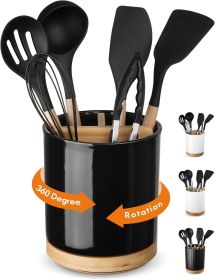 3 Compartment Utensil Holder, Extra Large Utensil Crock, Stable Ceramic Utensil Organizer, Cooking Tool Organizer Set for - Cork [7E7VR2]