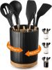 3 Compartment Utensil Holder, Extra Large Utensil Crock, Stable Ceramic Utensil Organizer, Cooking Tool Organizer Set for - Cork - 7E7VRT