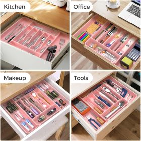 Extra Large Expandable Silverware Organizer, BPA-Free Food-Safe Cutlery Flatware Organizer, Kitchen Utensil Drawer - Plastic [7EHWT8]