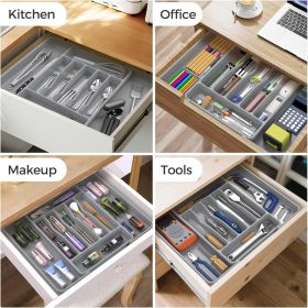 Extra Large Expandable Silverware Organizer, BPA-Free Food-Safe Cutlery Flatware Organizer, Kitchen Utensil Drawer - Plastic [7EHWTP]