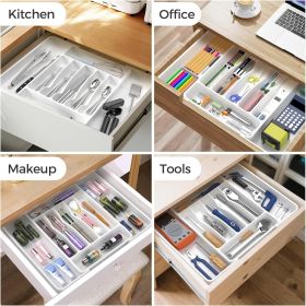 Extra Large Expandable Silverware Organizer, BPA-Free Food-Safe Cutlery Flatware Organizer, Kitchen Utensil Drawer - Plastic [7EHWU2]