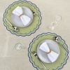 Linen Cotton Placemats Set of 4 Scalloped Flower Embroidery Place Mats 15'' Natural Linen - Cotton - 7EX4ZP