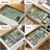 Extra Large Expandable Silverware Organizer, BPA-Free Food-Safe Cutlery Flatware Organizer, Kitchen Utensil Drawer - Plastic [7EX6J8]