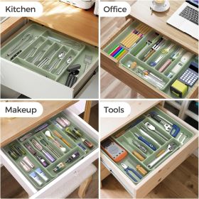 Extra Large Expandable Silverware Organizer, BPA-Free Food-Safe Cutlery Flatware Organizer, Kitchen Utensil Drawer - Plastic [7EX6J8]