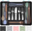 Extra Large Expandable Silverware Organizer, BPA-Free Food-Safe Cutlery Flatware Organizer, Kitchen Utensil Drawer - Plastic [7EX6JP]