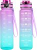Water Bottle, 32oz Motivational Sports Water Bottle with Time Marker Times to Drink Tritan, BPA Free, Wide Mouth Leakproof