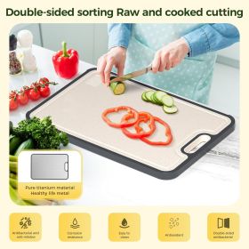 Titanium Cutting Board for Kitchen, Cutting Board Double Sided Food Grade, Pure Titanium/PP, Easy to Clean Large Size 16'×11'
