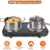 Double Burner Electric Hot Plate, 2000W Fast Heating with 5 Temperature Levels, Portable Stainless Steel Hot Plate for Home Dorm RV