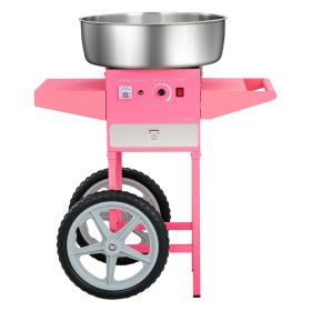 Electric Cotton Candy Machine with Cart, 1000W Commercial Candy Floss Maker with 20.5 in Stainless Steel Bowl, Sugar Scoop, and Drawer, Easy to Use