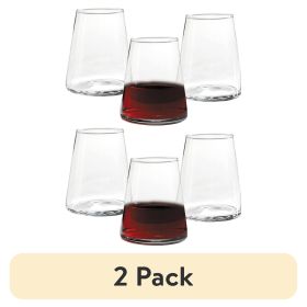 (2 pack)17 oz Clear Flared Stemless Wine Glass (Set of 4)