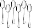 Teaspoon Set of 6, 6.7 Inch Stainless Steel Tea Spoons, Small Spoon Silverware for Coffee Tea Soup Dessert, Non-Toxic & Heavy Duty
