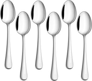 Teaspoon Set of 6, 6.7 Inch Stainless Steel Tea Spoons, Small Spoon Silverware for Coffee Tea Soup Dessert, Non-Toxic & Heavy Duty