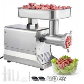 Commercial Meat Grinder, 21 Lbs/Min Capacity, #32 Electric Meat Mincer with 3 Plates, 3 Sausage Stuff Tubes