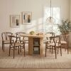 6-piece set of walnut color woven dining chairs, including a 47.2-inch round Roman column table with storage function