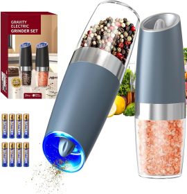Gravity Electric Salt and Pepper Grinder Set Automatic Salt and Pepper Grinder Set with LED Light, Battery Operated - Ceramic [7RD4AX]