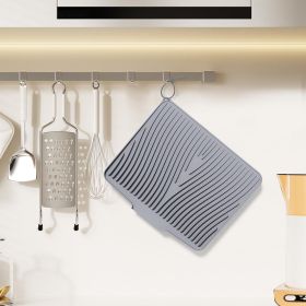 Silicone Dish Drying Mat for Kitchen Counter, Non-Slip Drain Pad, Dish Drying Pad, Easy to Clean Dish Rack Pad, Multi-Use as Heat Resistant Trivet