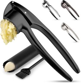 Kitchen Premium Garlic Press Set – Rust Proof & Dishwasher Safe Garlic Mincer Tool with - Stainless Steel - 7RDUFX