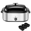 Roaster Oven, 24QT Electric Turkey Roaster Oven, 150-450 Fahrenheit Adjustable Temp Electric Roasting Pan with 3 Bin Buffet Server, Self-Basting Lid