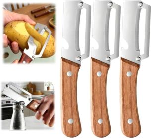 Multi-Functional Vegetable Peeler fo Kitchen: 2 in 1 Stainless Steel Peeler with Wooden Handle and Bottle Opener - Peelers - Stainless Steel [7RM0X2]