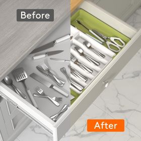 Silverware Drawer Organizer, Expandable Utensil Tray for Kitchen, BPA Free Flatware and - Polypropylene - 7RMD6T