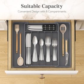 Silverware Drawer Organizer, Expandable Utensil Tray for Kitchen, BPA Free Flatware and Cutlery Holder, Adjustable Plastic - Plastic - 7RMD7J