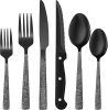 24-Piece Black Silverware Set with Steak Knives, Black Flatware Set for 4, Food-Grade - Stainless Steel - 7RMH1X