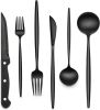 24-Piece Black Silverware Set with Steak Knives, Black Flatware Set for 4, Food-Grade - Stainless Steel - 7RMH6P