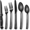 24-Piece Black Silverware Set with Steak Knives, Black Flatware Set for 4, Food-Grade - Stainless Steel - 7RMH8T