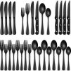 24-Piece Black Silverware Set with Steak Knives, Black Flatware Set for 4, Food-Grade - Stainless Steel - 7RMHBJ
