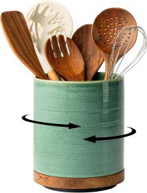 Utensil Holder, 360° Rotating Extra Large Ceramic Kitchen Utensil Holder for Countertop, 7.3' Cooking Utensil Crocks for - Ceramic [7RMYWP]