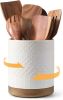 360° Rotating Extra Large Cooking Utensil Holder, 7.6" Kitchen Utensil Holder for Countertop, Utensil Crock for Farmhouse - Ceramic [7RMZ02]