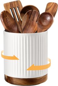 360° Rotating Extra Large Cooking Utensil Holder, 7.6" Kitchen Utensil Holder for Countertop, Utensil Crock for Farmhouse - Ceramic - 7RMZ0T