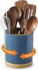 3 Compartment Utensil Holder, Extra Large Utensil Crock, Stable Ceramic Utensil Organizer, Cooking Tool Organizer Set for - Cork - 7RMZPP