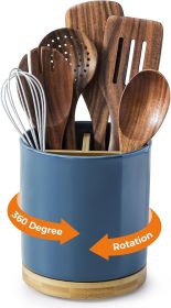 3 Compartment Utensil Holder, Extra Large Utensil Crock, Stable Ceramic Utensil Organizer, Cooking Tool Organizer Set for - Cork - 7RMZPP