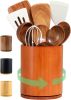 Wooden Utensil Holder, 360°Rotating 7.3'' Large Utensil Holder for Kitchen Counter, Kitchen Utensil Organizer, Utensil - Wood [7RMZSJ]